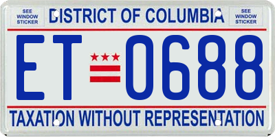 DC license plate ET0688