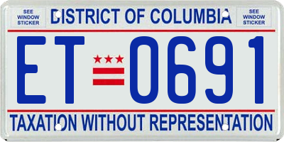 DC license plate ET0691