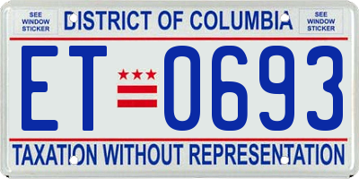 DC license plate ET0693