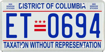 DC license plate ET0694