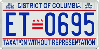 DC license plate ET0695