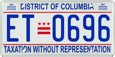 DC license plate ET0696