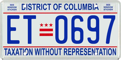 DC license plate ET0697