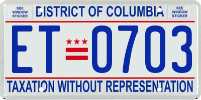 DC license plate ET0703