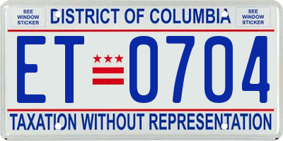 DC license plate ET0704