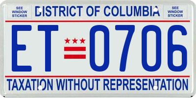 DC license plate ET0706