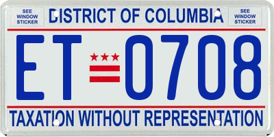 DC license plate ET0708