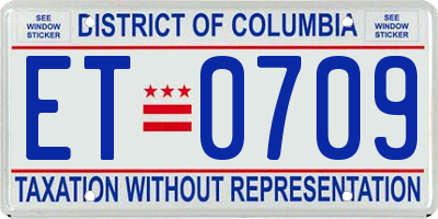 DC license plate ET0709