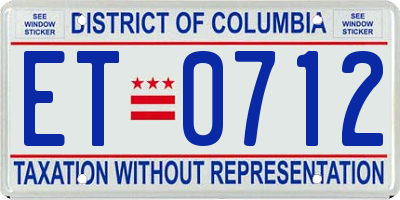 DC license plate ET0712