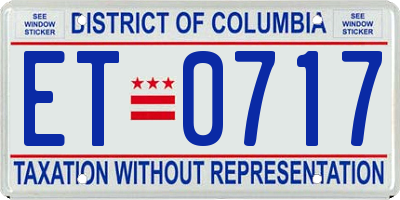 DC license plate ET0717