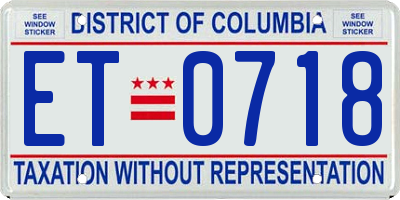 DC license plate ET0718