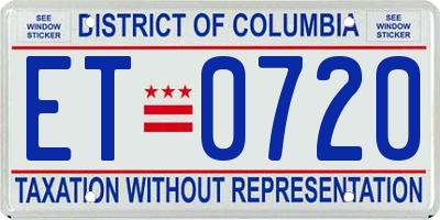 DC license plate ET0720