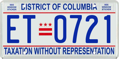DC license plate ET0721