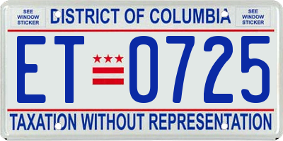 DC license plate ET0725