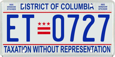 DC license plate ET0727