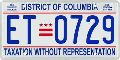 DC license plate ET0729