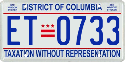 DC license plate ET0733