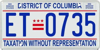 DC license plate ET0735