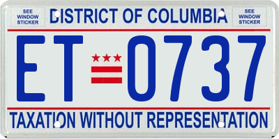 DC license plate ET0737