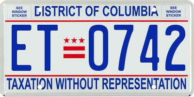 DC license plate ET0742