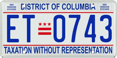 DC license plate ET0743