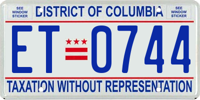 DC license plate ET0744