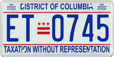 DC license plate ET0745