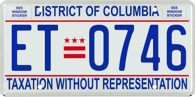 DC license plate ET0746