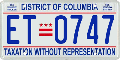 DC license plate ET0747