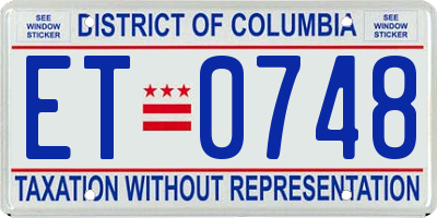 DC license plate ET0748