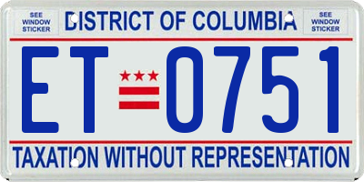 DC license plate ET0751