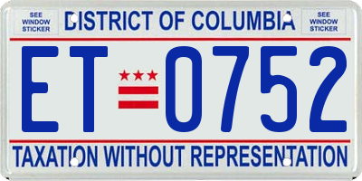 DC license plate ET0752