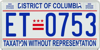 DC license plate ET0753