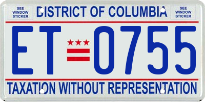 DC license plate ET0755