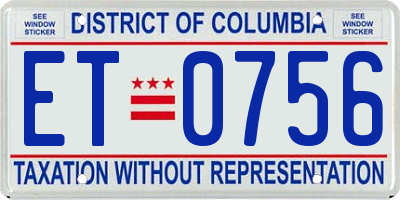DC license plate ET0756