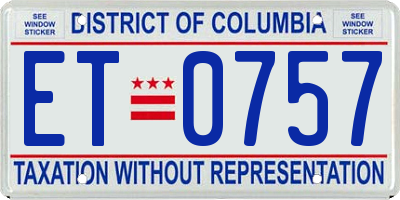 DC license plate ET0757