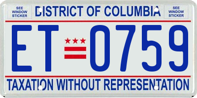 DC license plate ET0759