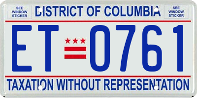 DC license plate ET0761