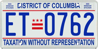 DC license plate ET0762