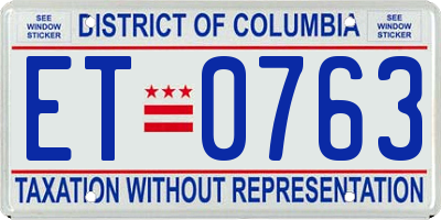 DC license plate ET0763