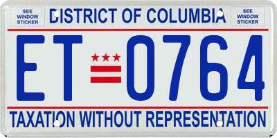 DC license plate ET0764