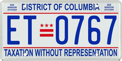 DC license plate ET0767