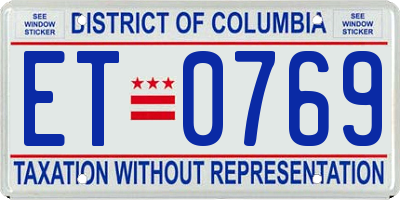 DC license plate ET0769