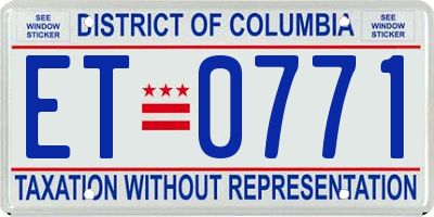 DC license plate ET0771