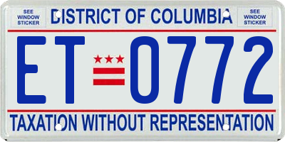 DC license plate ET0772