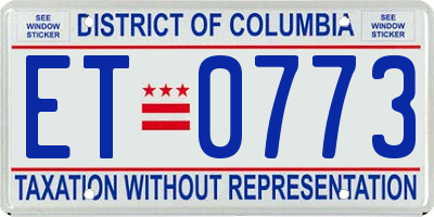 DC license plate ET0773