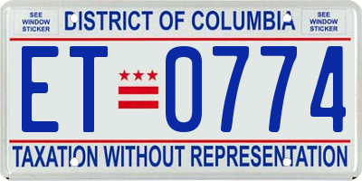 DC license plate ET0774