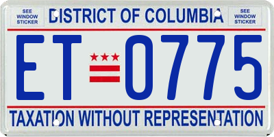 DC license plate ET0775