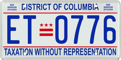 DC license plate ET0776
