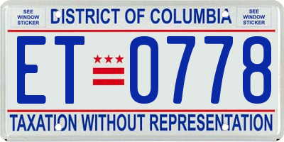 DC license plate ET0778